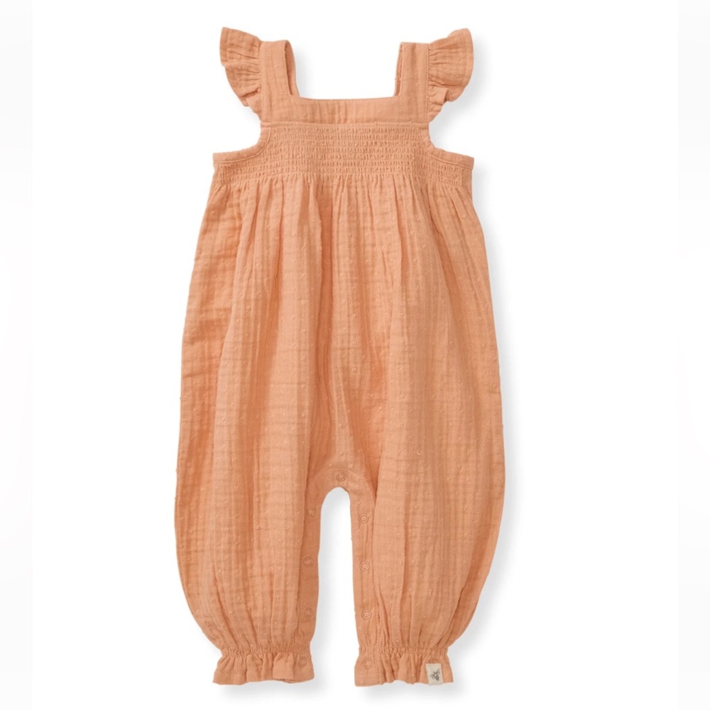 Burt's Bees Baby Coral Ruffled Jumpsuit
